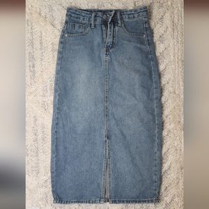 Denim Midi Pencil Skirt